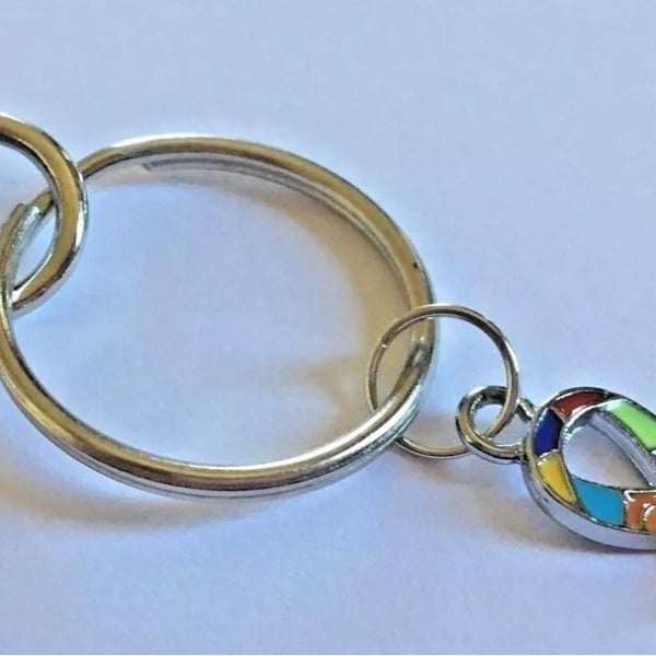 Autism Awareness Small Jigsaw Ribbon Swivel Clasp Keyring