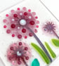Fused Glass Pink Allium Square Hanging 2 - Handmade Glass Suncatcher - Image 5