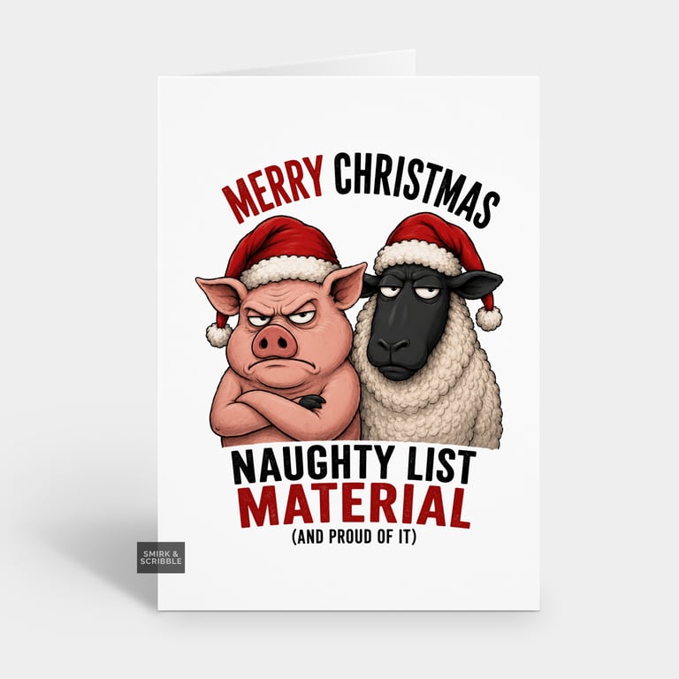 Funny Christmas Card For Him Or Her - Pig & Sheep