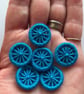 Dorset Buttons, Handmade, Electric Blue, Cotton Thread on Brass Rings, 2cm - Image 3