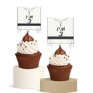 Upsherin “I’m 3” Tzitzis Cupcake Toppers 15pk  Payis Cutting Décor