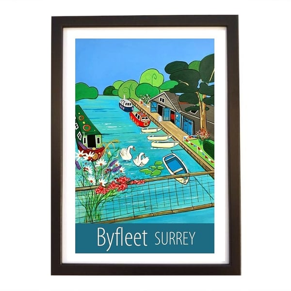 Byfleet Surrey travel poster print by Susie West