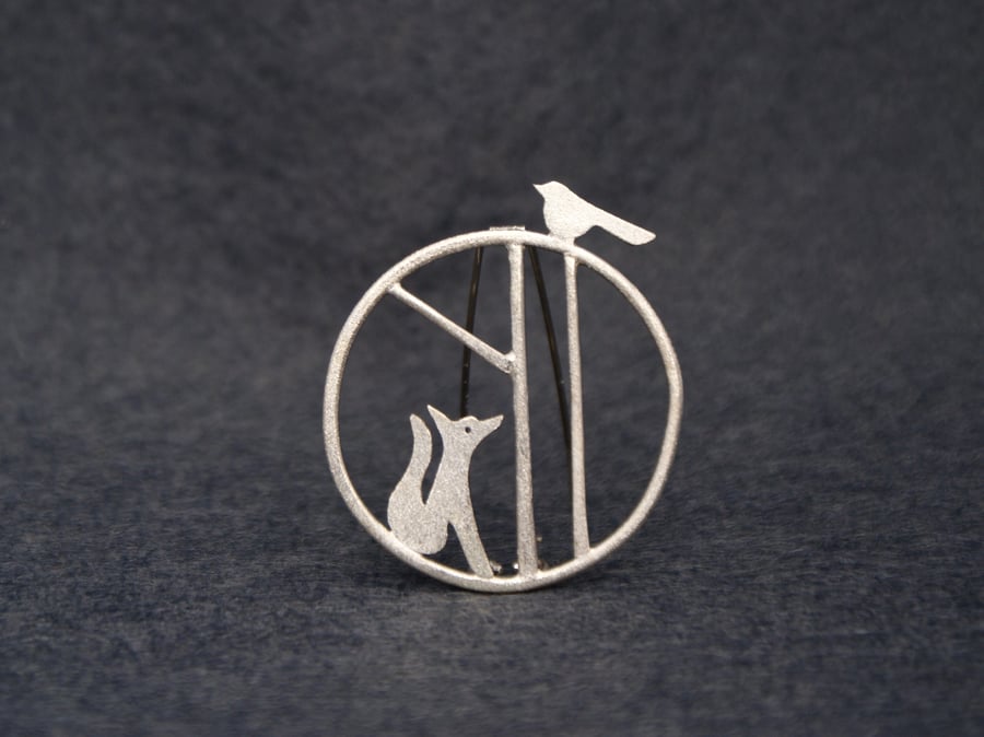 Edge of the woods fox brooch