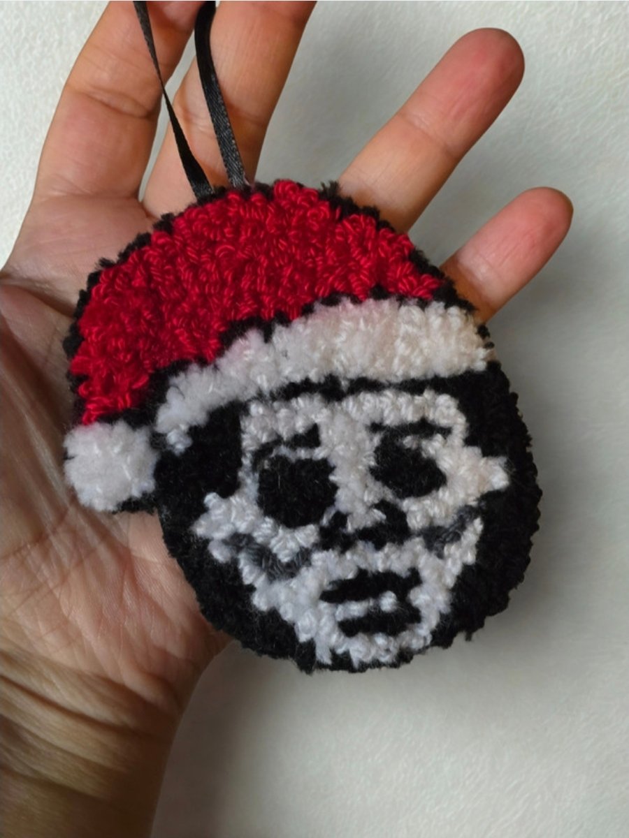 Punch needle Halloween Michael Myers Santa Hat Christmas Tree Decoration 