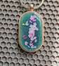 Handmade Sakura Resin Keychain with Hummingbird