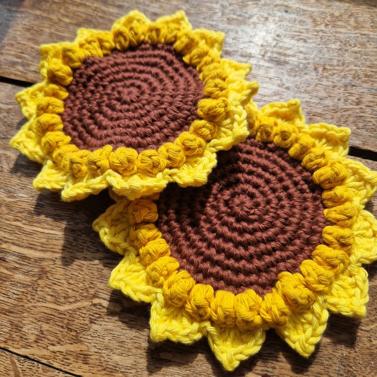Sunflower coaster set of two, Sunflower decor, Sunflower gift, Birthday gift