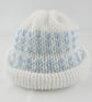 Fair Isle Baby Hat - Baby Boys Knitted Reversible Hat - Newborn - 3 Months