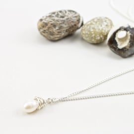 Freshwater Baroque White Pearl and Silver Pendant