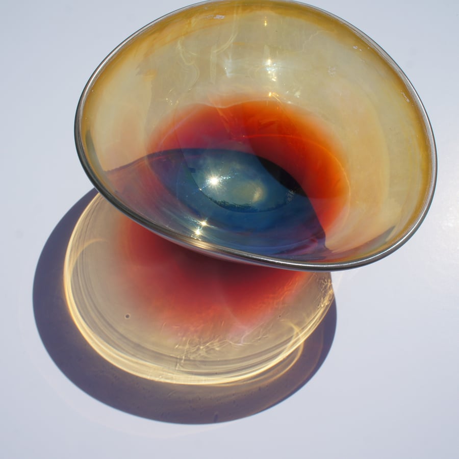 Art Glass Vessel, Fire Gold Red Bowl