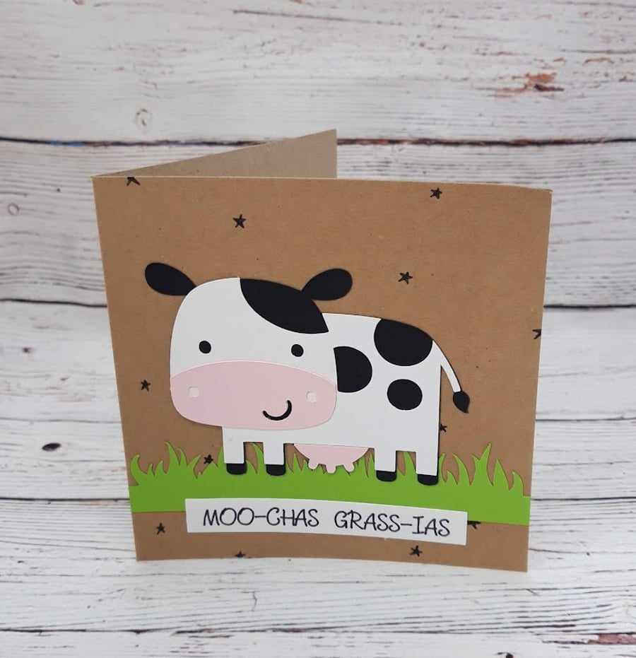 Funny Handmade Thank-you Card with Cartoon Cow 