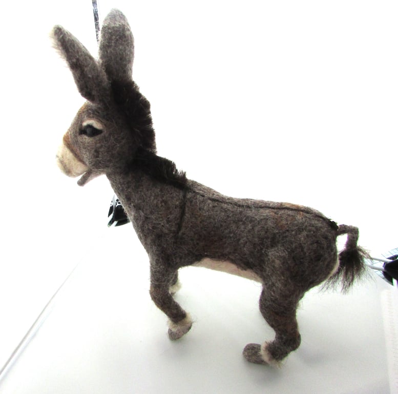 Needle Felted Donkey Sculpture Handcrafted Handmade Wool Donkey Art