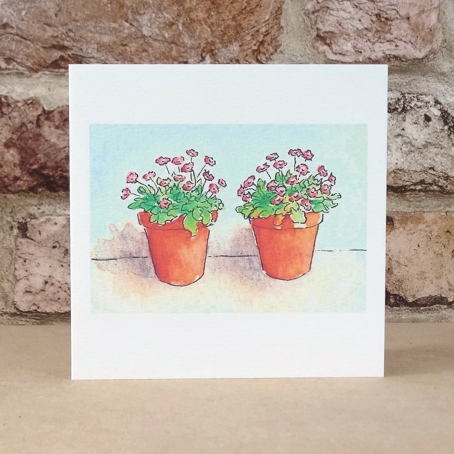 Blank Card Flower Pots Eco Friendly