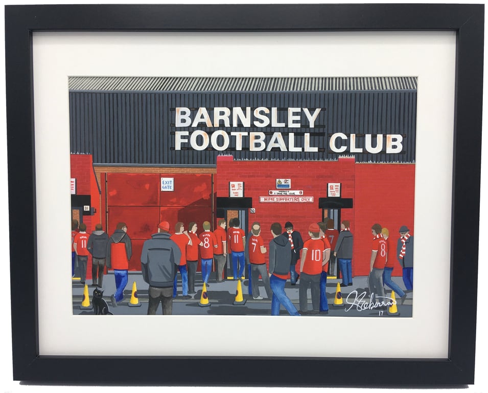 Barnsley F.C, Oakwell Stadium. Framed, High Quality Football Art Print.