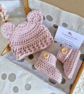Born in 2026 Crochet Teddy Baby Hat and Booties Set – Newborn to 6 Months 