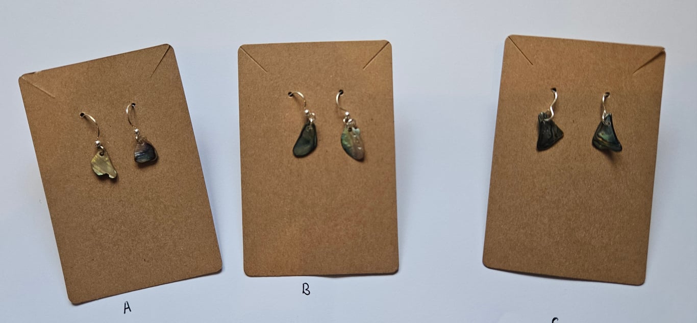 Abalone, Sterling Silver Hoop Earrings 