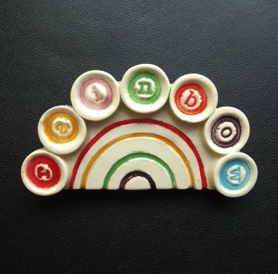 Bright Rainbow ceramic brooch