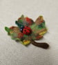 Handmade Felted Wool Autumn Leaf Brooch with Ladybird - Image 3