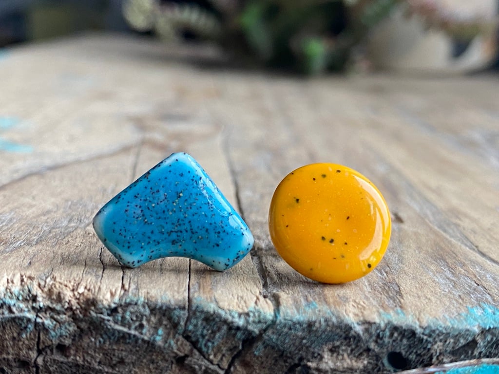 Handmade Ceramic Mismatched Sterling Silver Stud Earrings