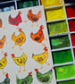 Whimsical Rainbow Chickens, Hand-Painted original artwork - Image 3