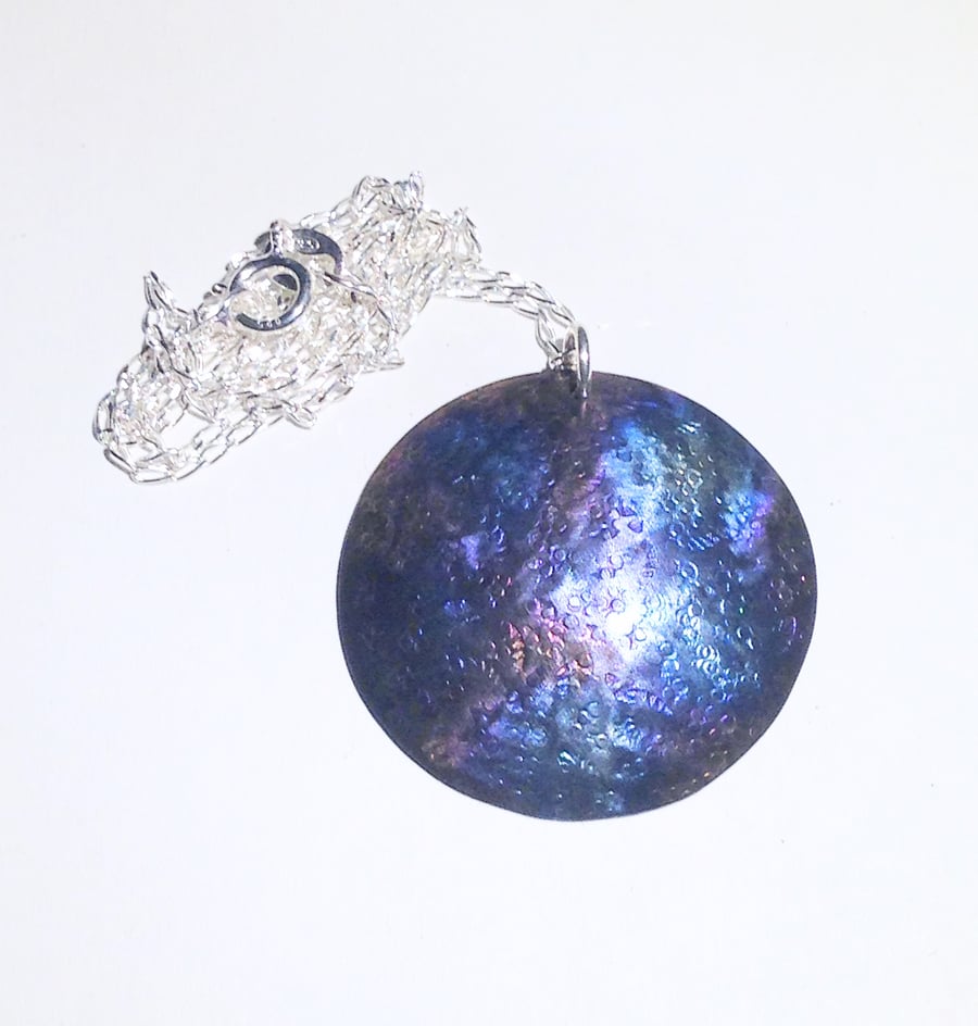  Handmade Coloured Titanium Disc Pendant Necklace - UK Free Post