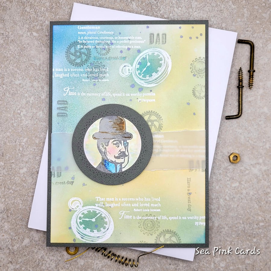 Dad birthday card -  Fathers Day, Steampunk, Retro, Quotes, blank