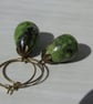 Earrings Green Turquoise Drops On Hypoalergenic Brass Hoops - Image 3