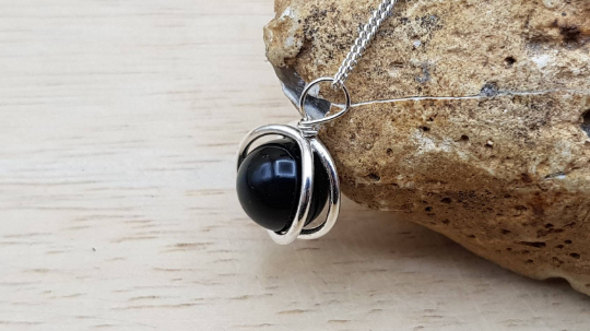 Rainbow obsidian circle pendant