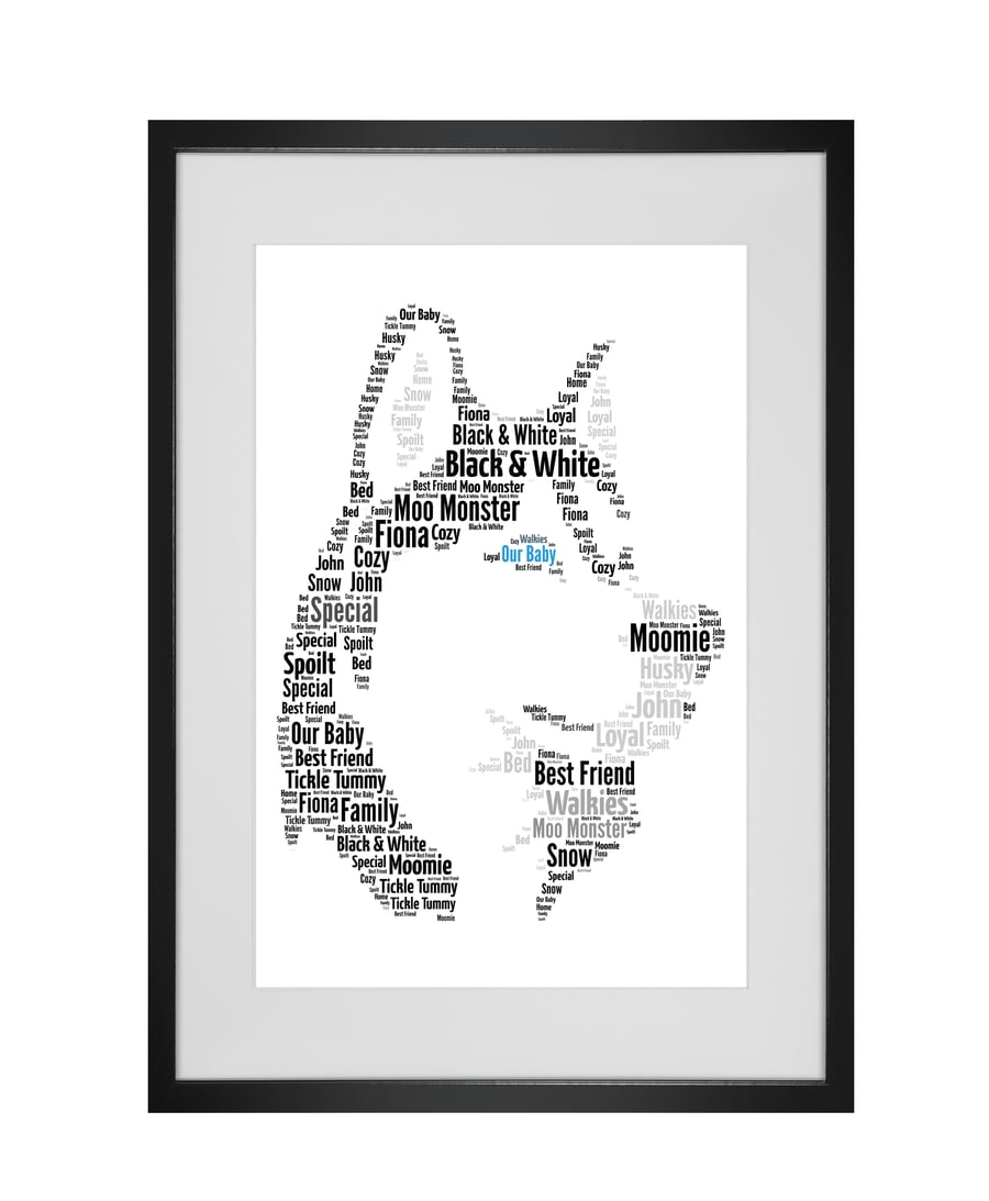 Personalised Siberian Husky Head Dog Design Word Art Gifts 