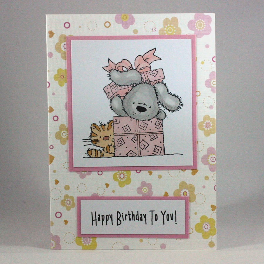 Cat and Dog Birthday card - Happy Birthday to You!