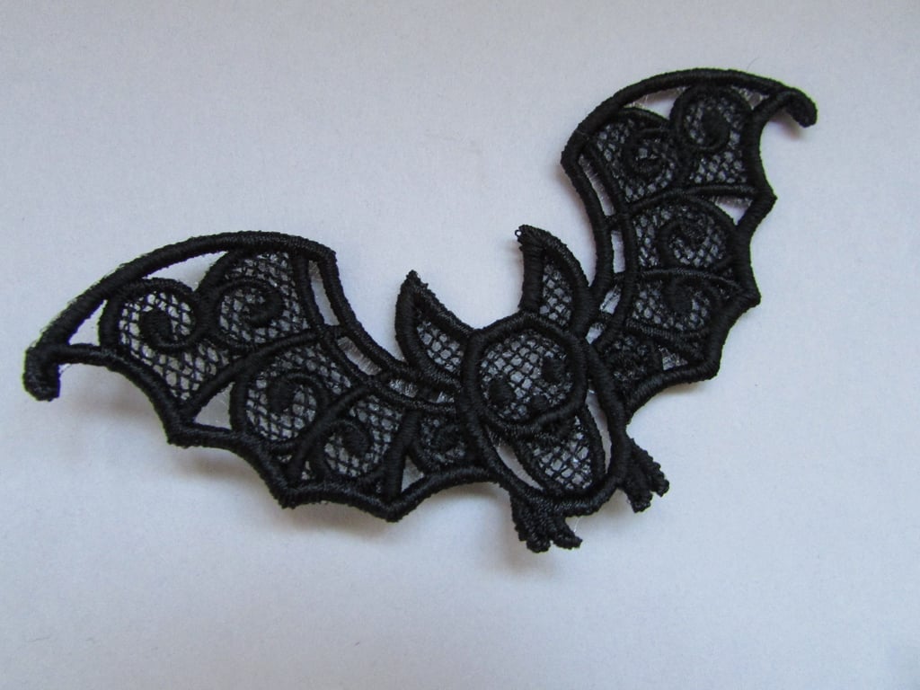 Embroidered Bat Lace Applique