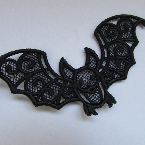 Embroidered Bat Lace Applique