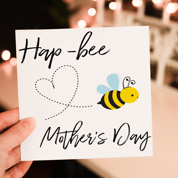 Hap-Bee Mother's Day Card, Wonderful Mum, Card for Mum, Mothers Day Card