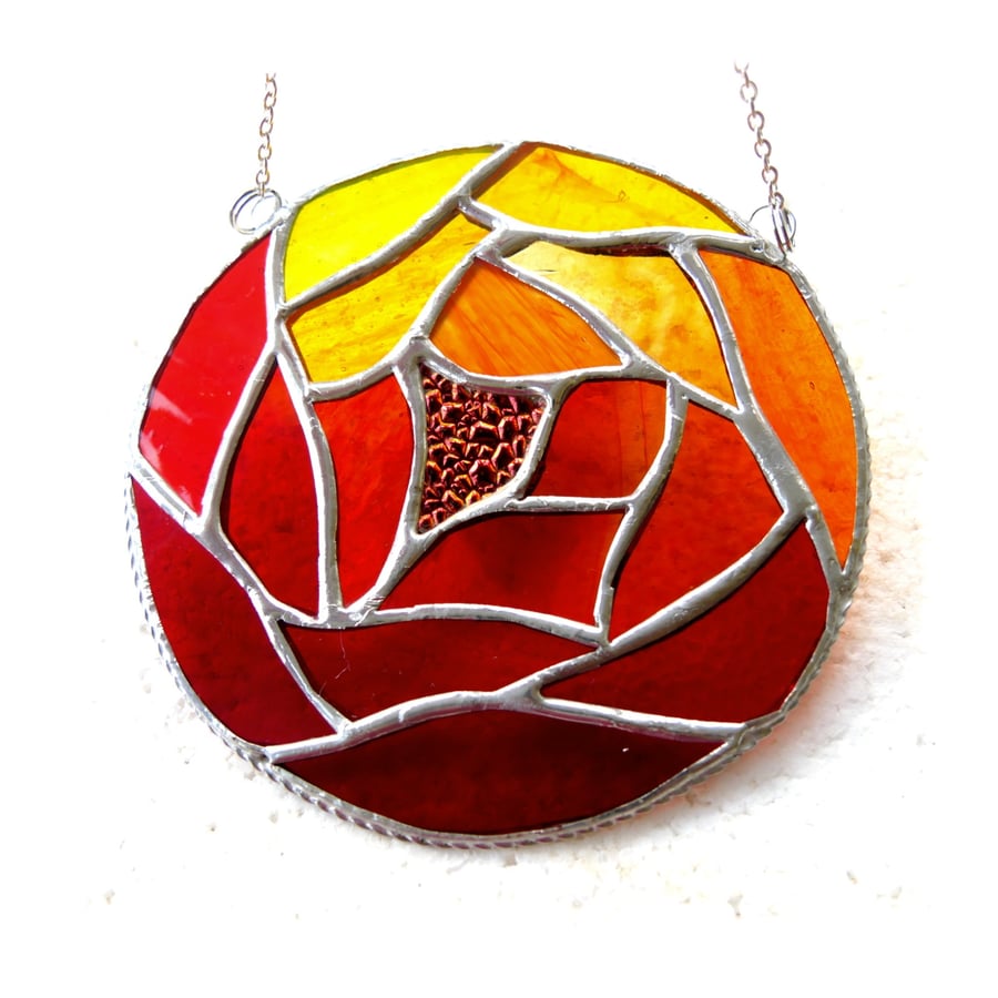 Stained Glass Suncatcher Fire Ball  Autumn Leaves 010 Fireball Art