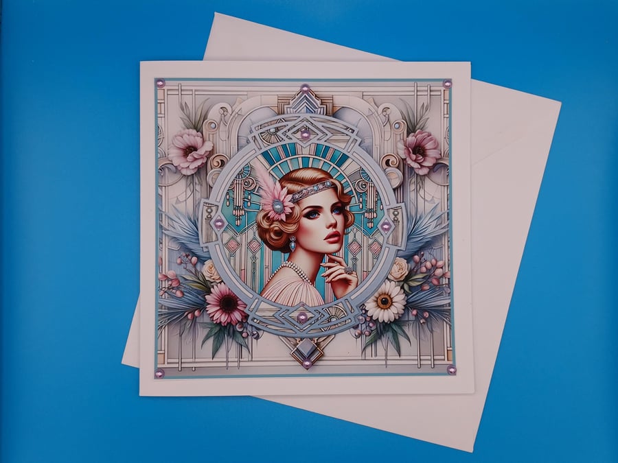 Art Deco Card, Birthday, Anniversary