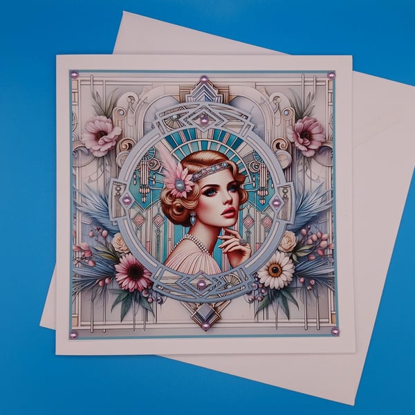 Art Deco Card, Birthday, Anniversary