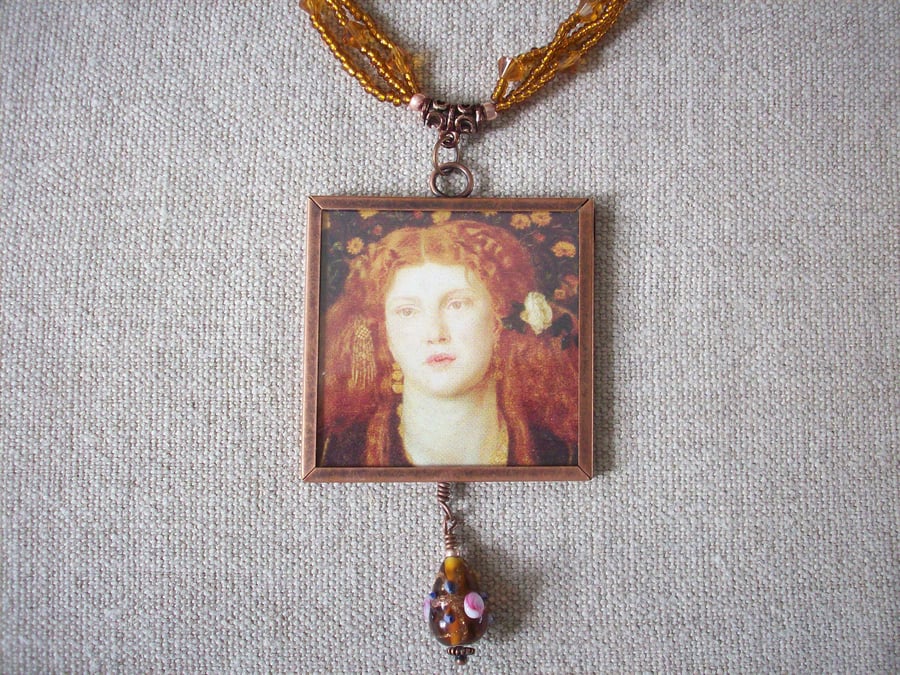Dante Gabriel Rossetti 'Bocca Bacciata' Art Necklace REVERSIBLE