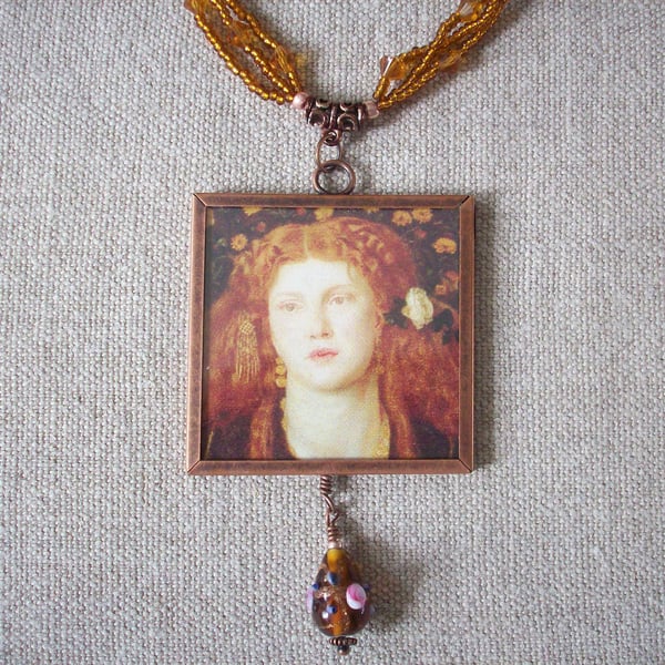 Dante Gabriel Rossetti 'Bocca Bacciata' Art Necklace REVERSIBLE