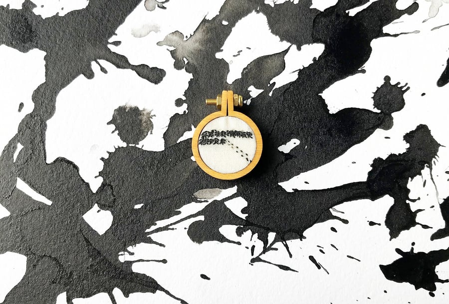 Footsteps in the snow near forest mini hoop brooch embroidery Seconds Sunday