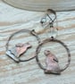 Copper Hoop Hare Earrings with Quartz Stars