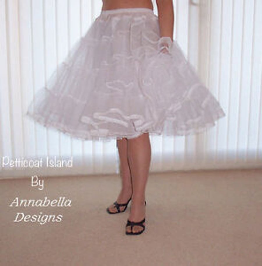 White stiff net Rock 'N' Roll petticoat custom made 