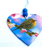 Robin Decoupaged wooden heart wall decoration. - Image 5