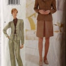 A Vogue sewing pattern for a misses' jacket, skirt & trousers (suit) in size 12 