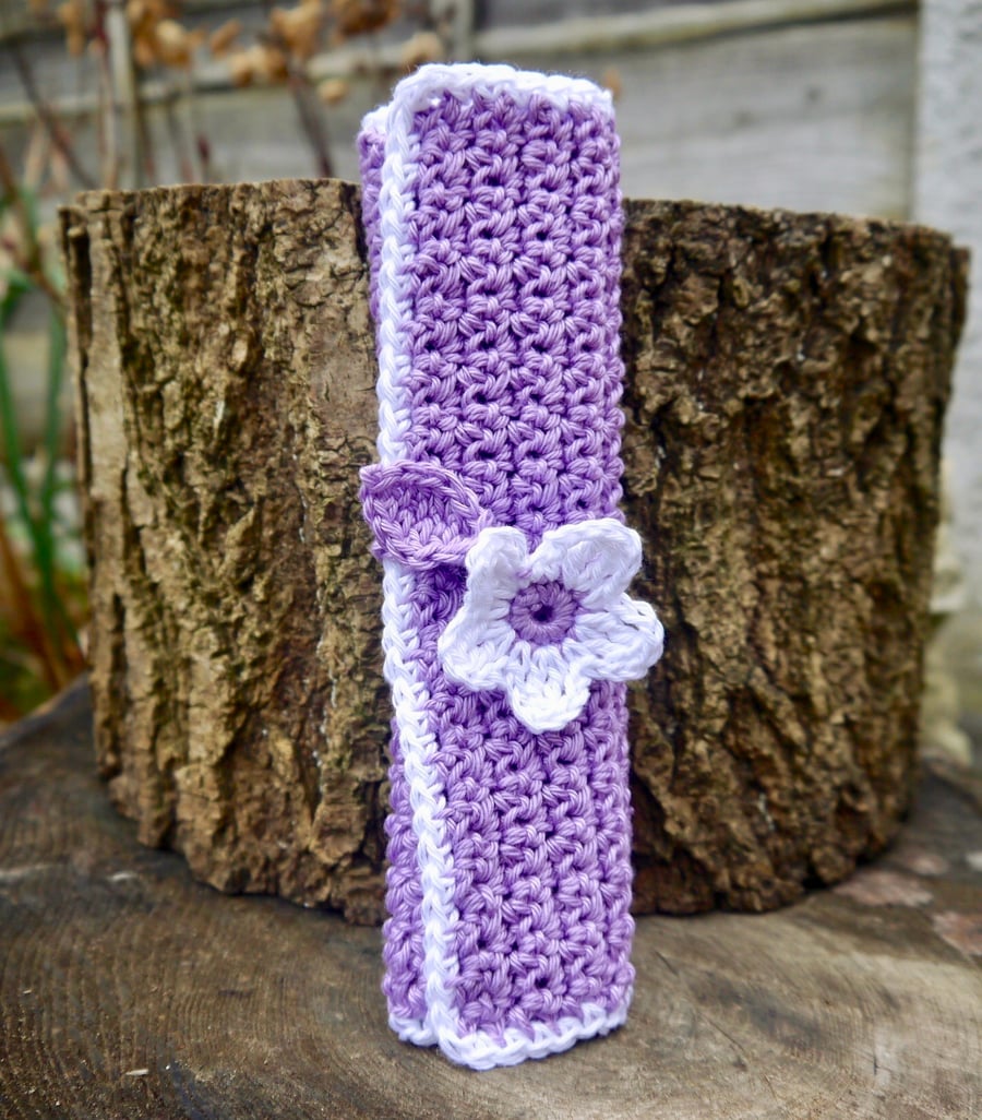 Flower Bookmark, Crochet Facecloth Gift Set