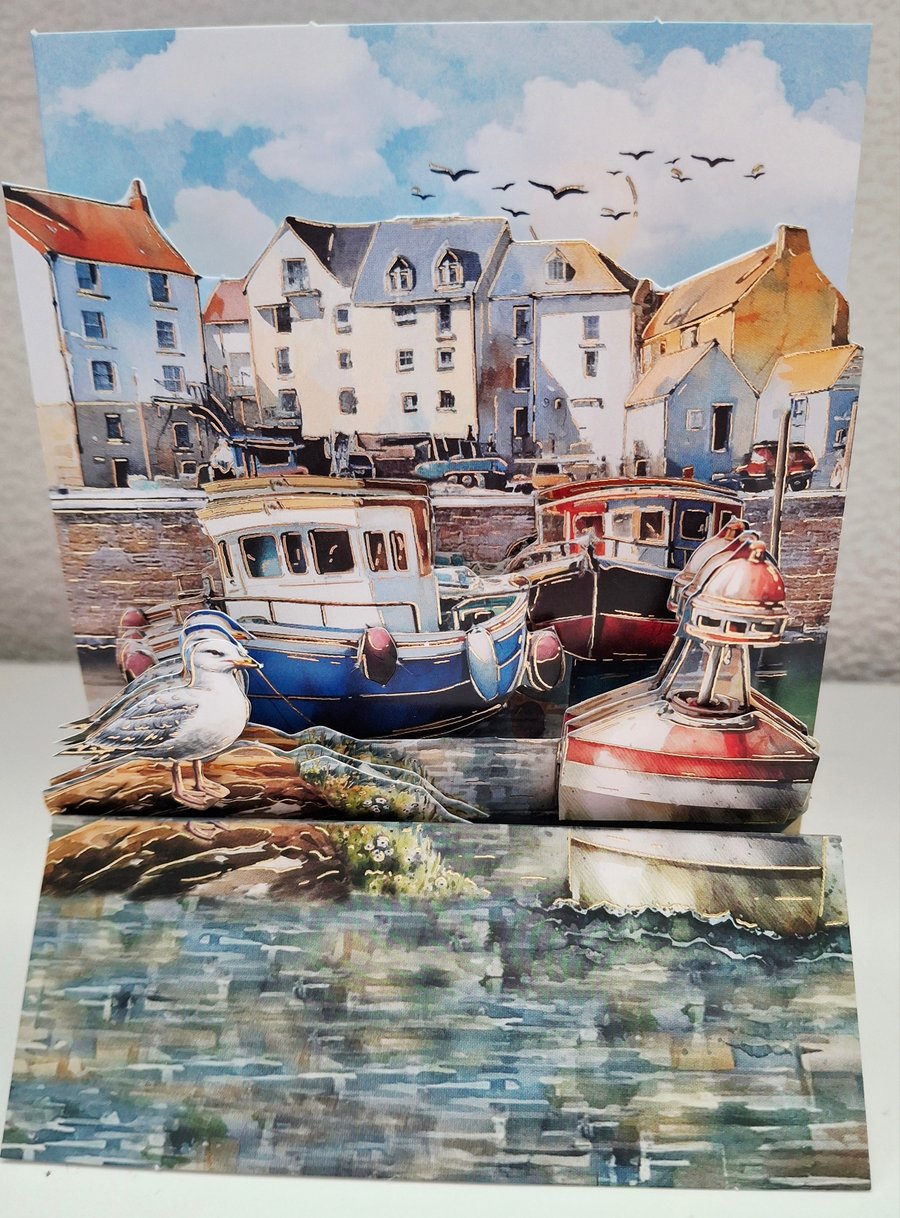 Coastal Scene pop up stepper card