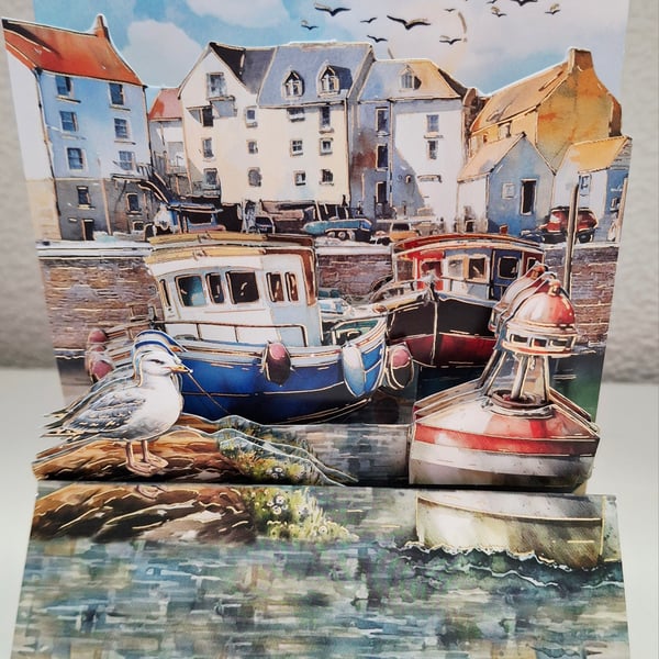 Coastal Scene pop up stepper card