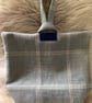 Vintage tweed, wool and leather pouch bag or storage bag. - Image 4