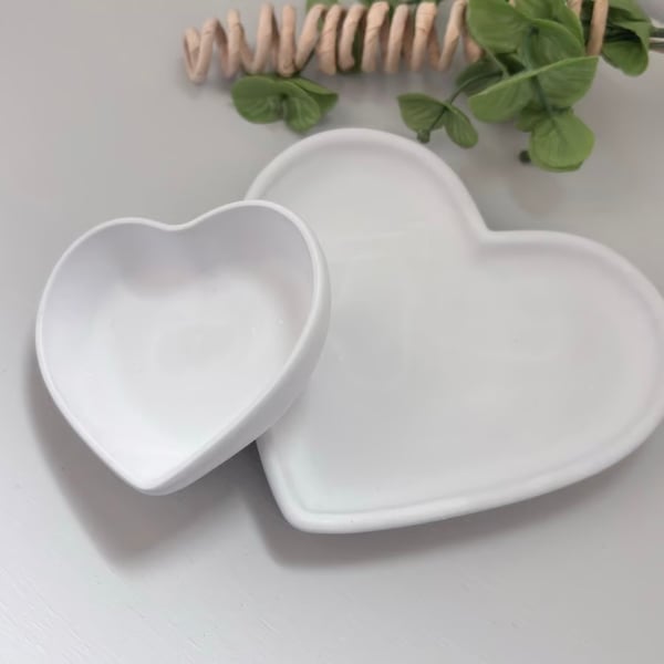  Set of 2 Heart Trinket Dishes - Jewellery & Ring Dishes - Handmade Decor