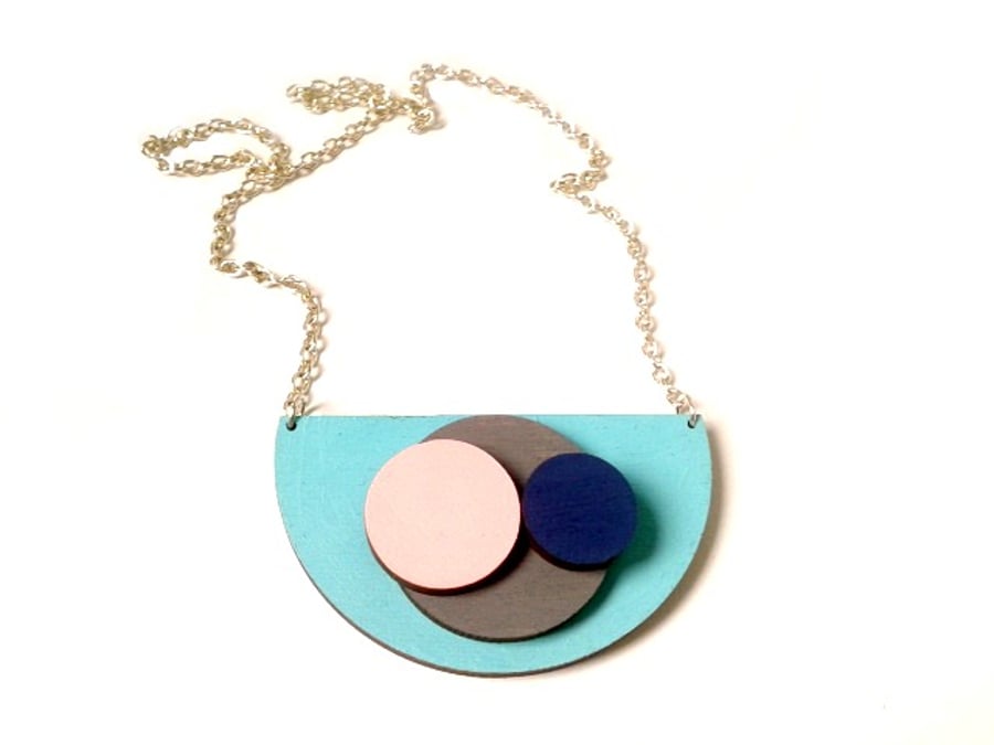 Geometric Wooden Circle Necklace