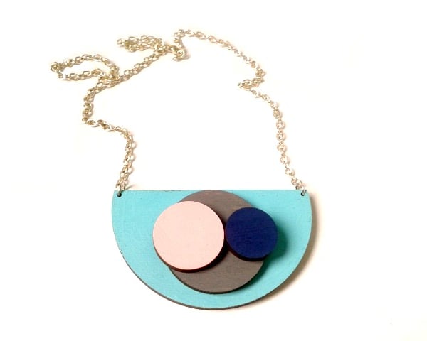 Geometric Wooden Circle Necklace
