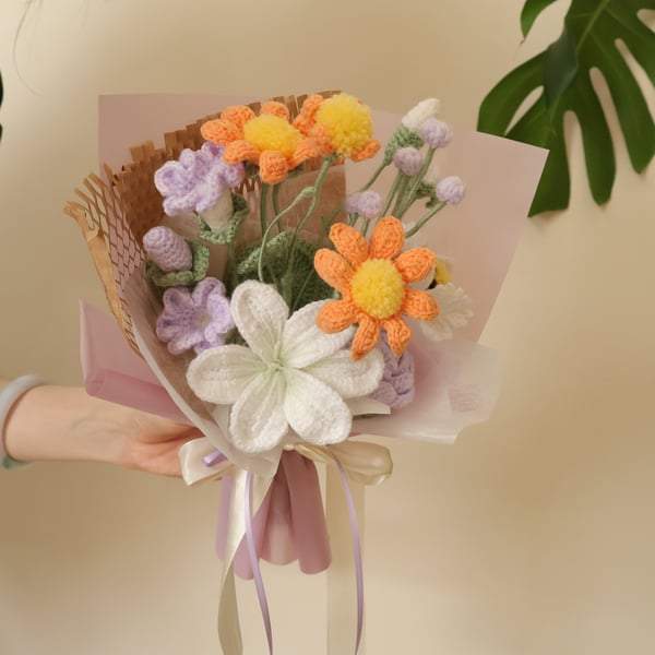 Lavender Sunset - Handmade Crochet Flower Bouquet
